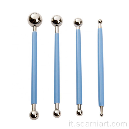 4pcs Stylus di modellazione a doppia estremità a sfera in metallo